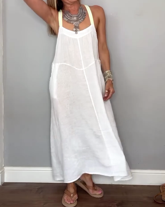 Einfarbiges, lässiges Hosenträgerkleid