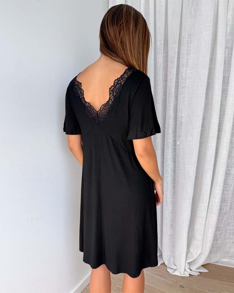 Lace Stitching V-Neck Dress