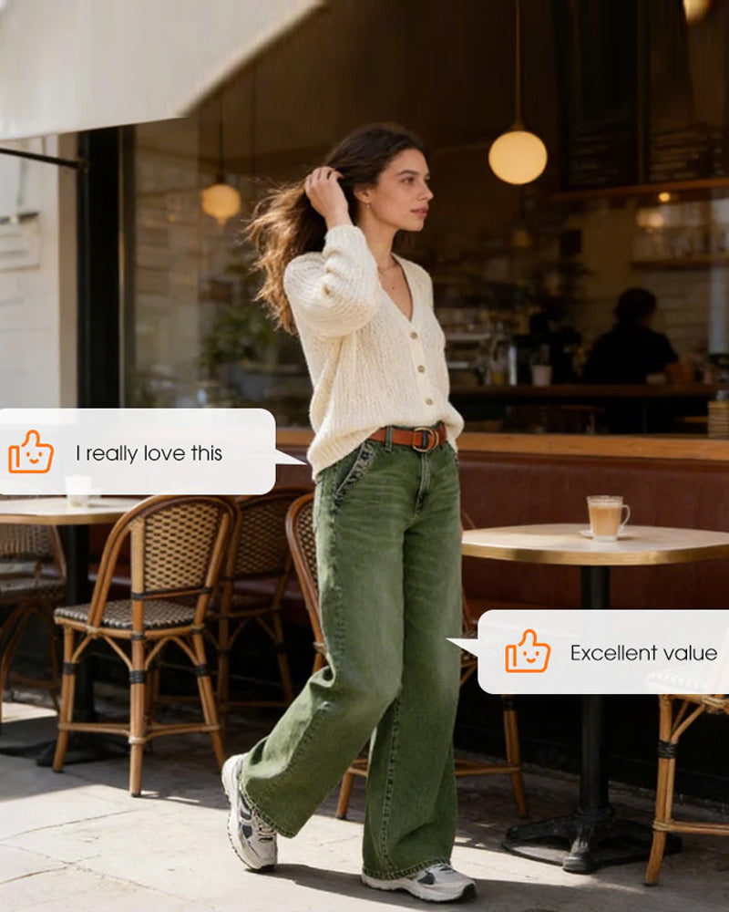 Multi-Button Washed Loose Jeans