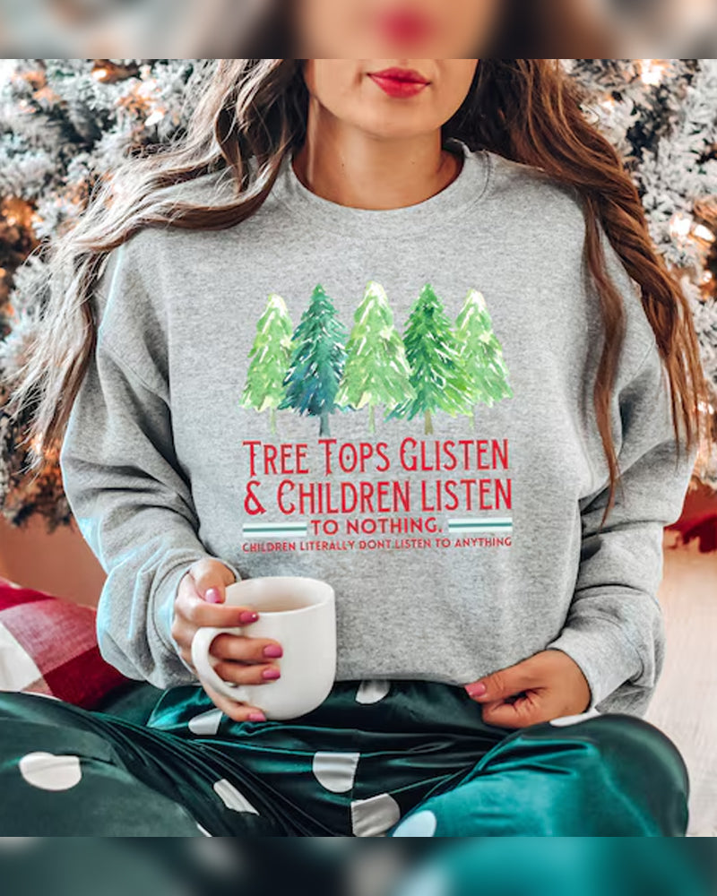 Crew neck christmas tree print pullover sweatshirt 2024 f/w christmas sweatshirts