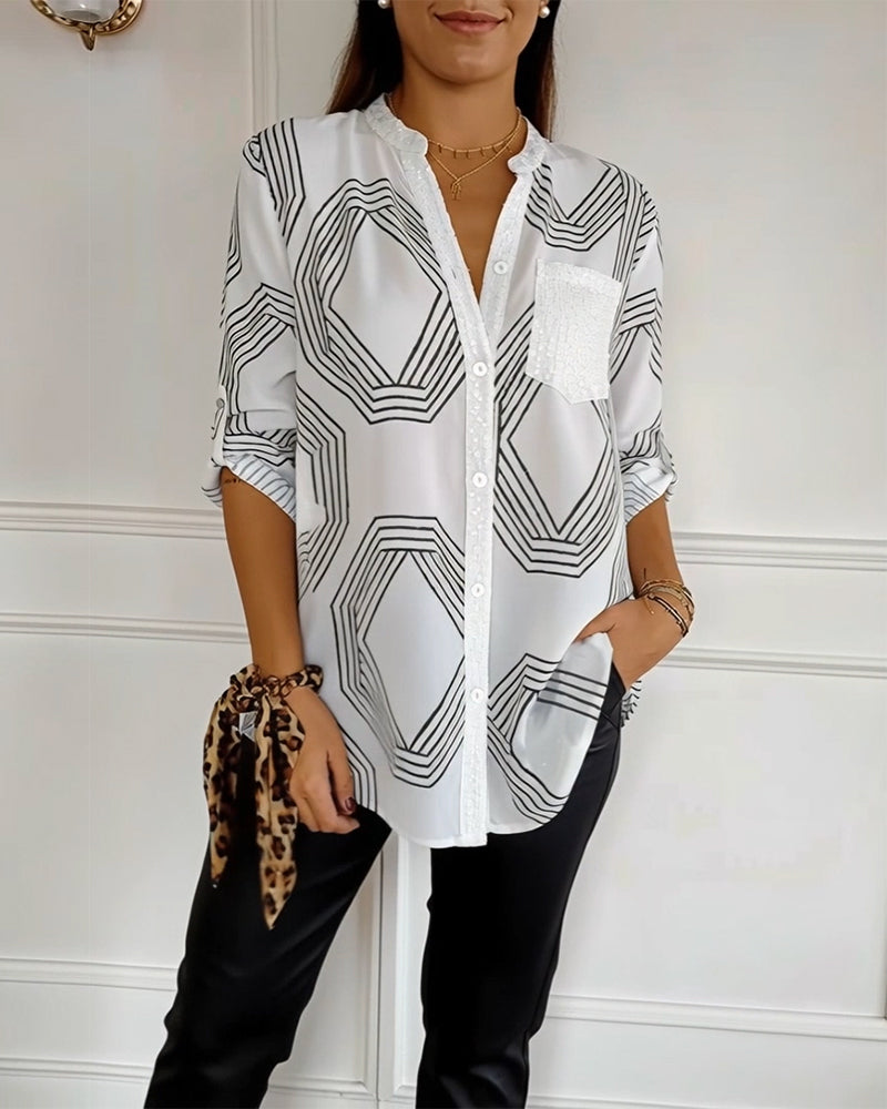 Sequined Patchwork Fashion Shirt
