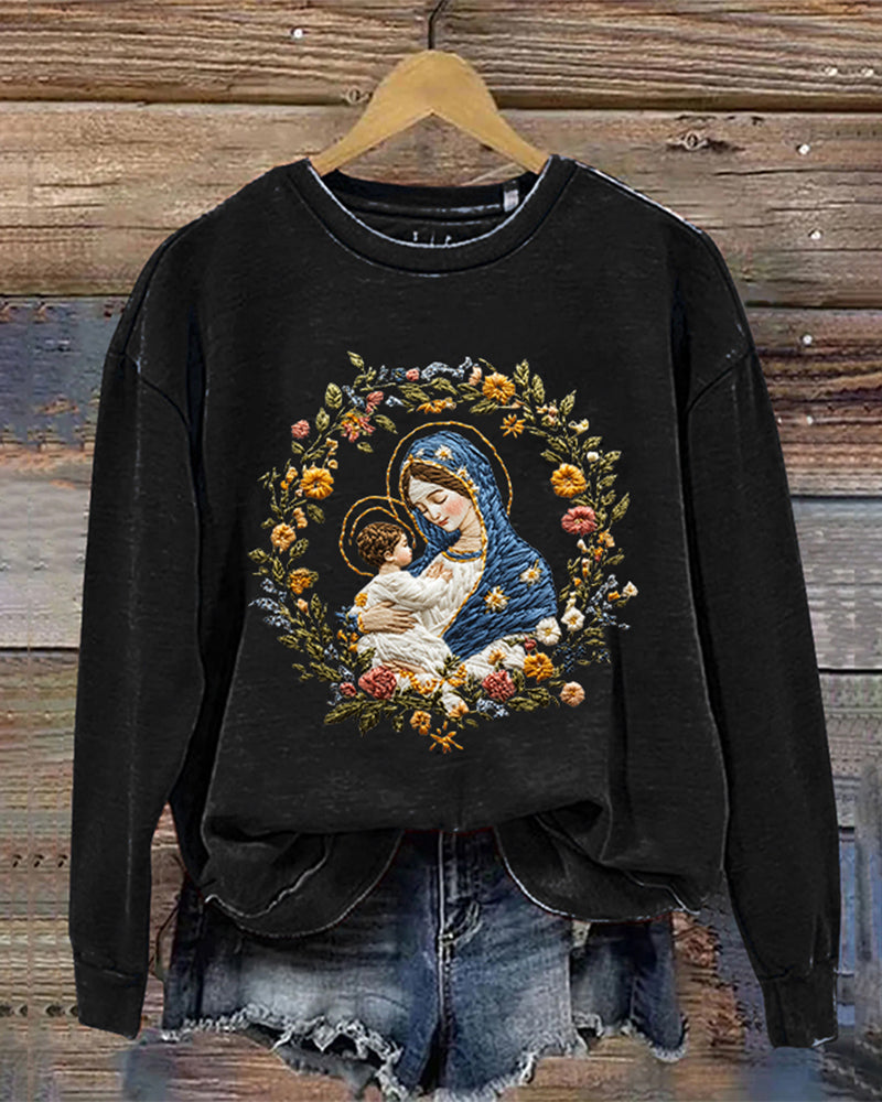 Mother and child floral print crew neck sweatshirt 2024 f/w sweatshirts thanksgiving