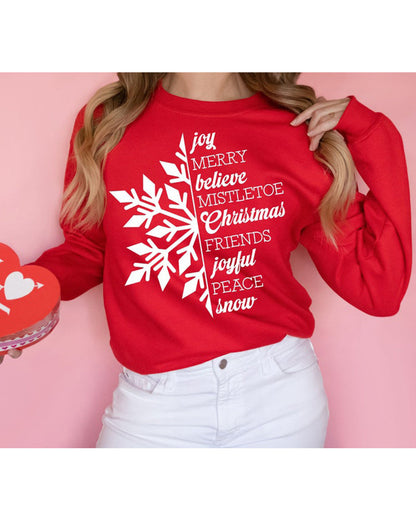 Christmas letters snowflake print casual sweatshirt 2024 f/w christmas sweatshirts