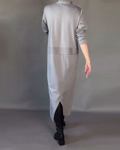 Modisches Kleid mit halbem Reißverschluss am Hals