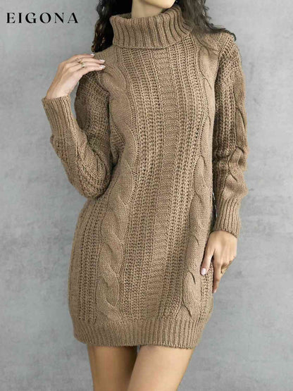 Turtleneck Ribbed Sweater Dress clothes dress dresses long sleeve long sleeve shirts long sleeve top Ship From Overseas Shipping Delay 10/01/2023 - 10/02/2023 short dresses sweater sweaters Y*X