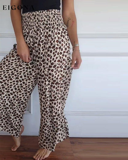 Leopard print casual wide leg pants pants spring summer