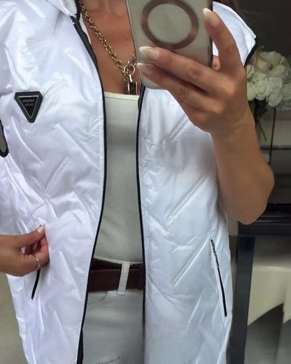 Hooded Padded Long Vest Jacket