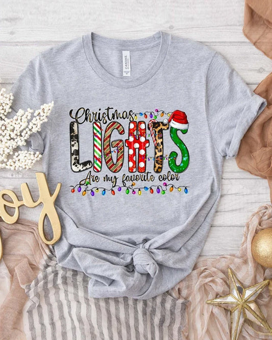 Casual Christmas fun letter print round neck T-shirt 2024 f/w christmas spring summer t-shirts