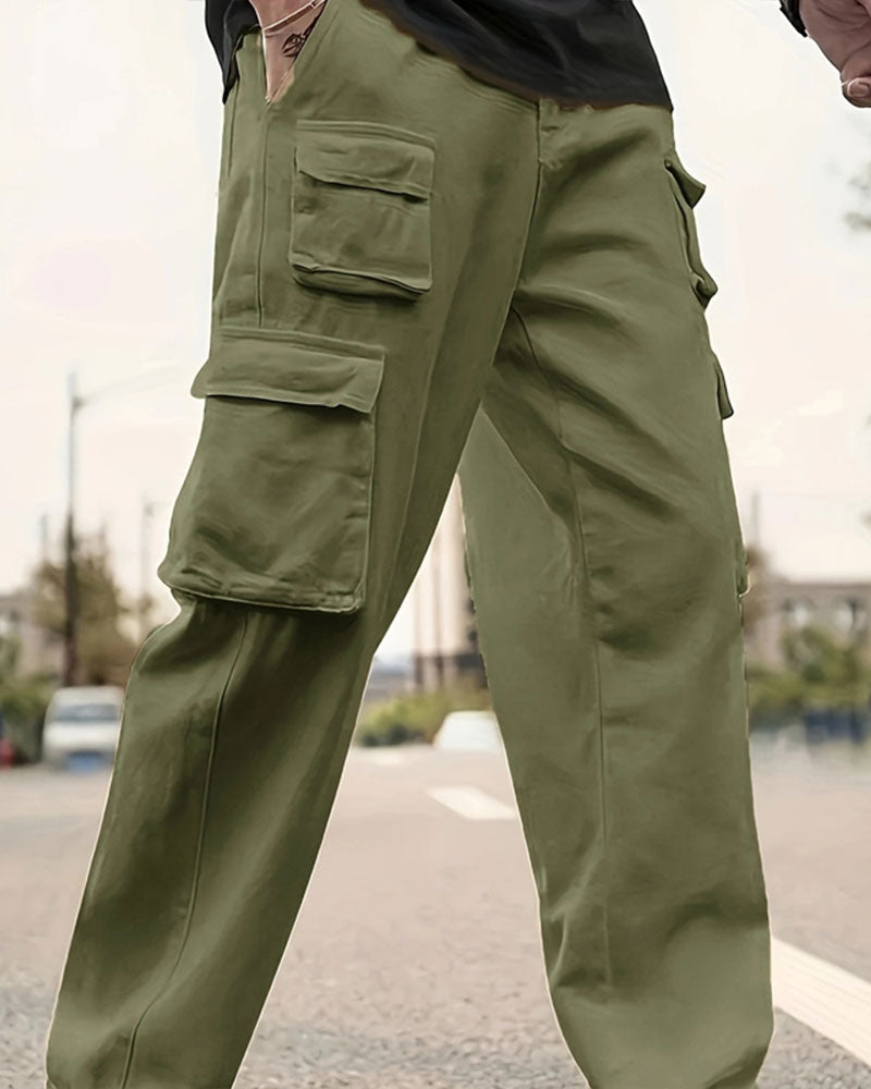 Men's Multi-Pocket Straight-Leg Cargo Pants