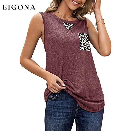 Women's Summer Tank Tops Leopard Pocket Sleeveless Blouse Purple __stock:200 clothes refund_fee:800 tops