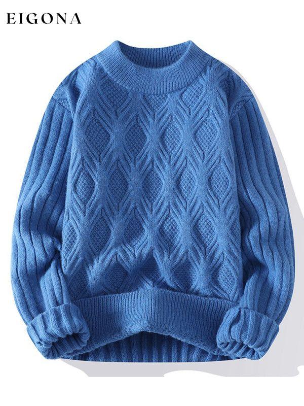 New Men's Loose Casual Round Neck Knitted Sweater Blue clothes knitted sweater men mens mens shirts Sweater sweaters Sweatshirt