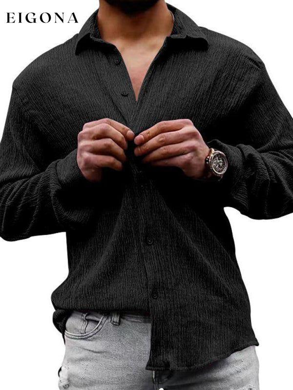 New Men's Solid Color Casual Lapel Long Sleeve Shirt button down shirts clothes mens mens shirts