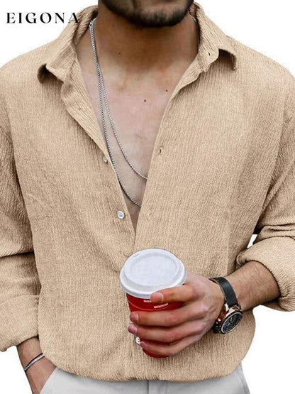 New Men's Solid Color Casual Lapel Long Sleeve Shirt button down shirts clothes mens mens shirts