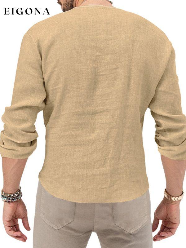 New Men's Long Sleeve T-Shirt Slim Fit Solid Color Large Size Deep V Neck Shirt button down shirt clothes mens mens shirts