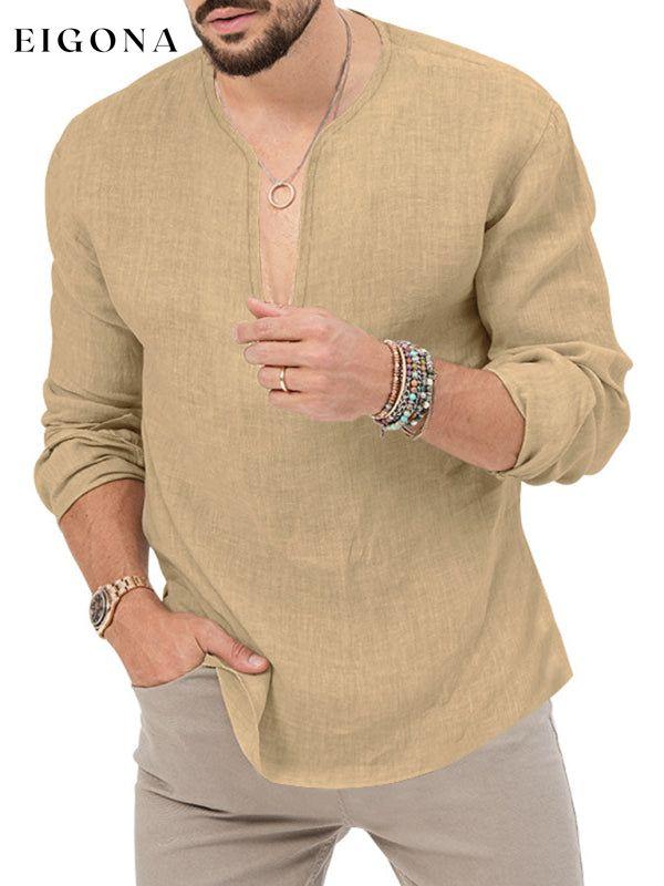 New Men's Long Sleeve T-Shirt Slim Fit Solid Color Large Size Deep V Neck Shirt button down shirt clothes mens mens shirts