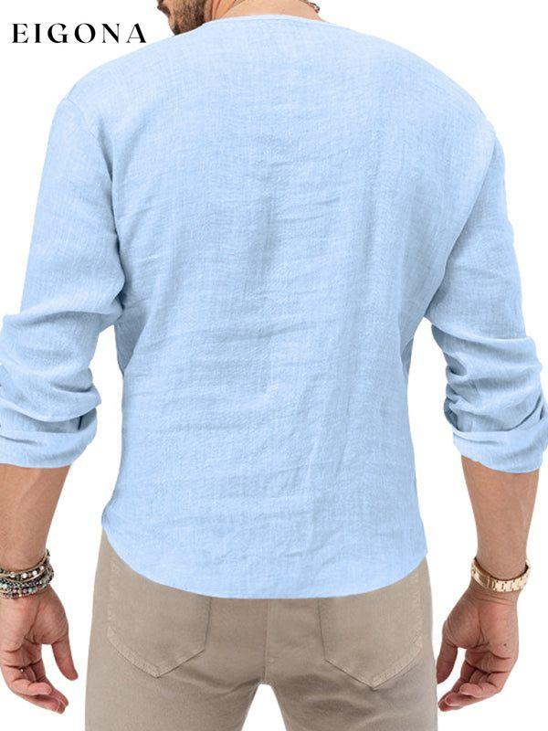 New Men's Long Sleeve T-Shirt Slim Fit Solid Color Large Size Deep V Neck Shirt button down shirt clothes mens mens shirts