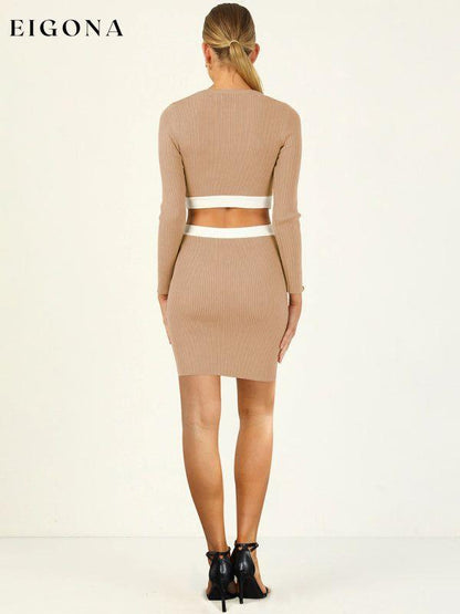 Women’s Ribbed Long Sleeve Cutouts Mini Dress clothes cocktail dresses cutout dress cutout dresses dress dresses long sleeve dress long sleeve dresses short dresses