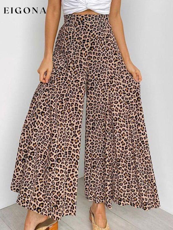 Women's casual fashion loose leopard print wide-leg pants Leopard Clothes