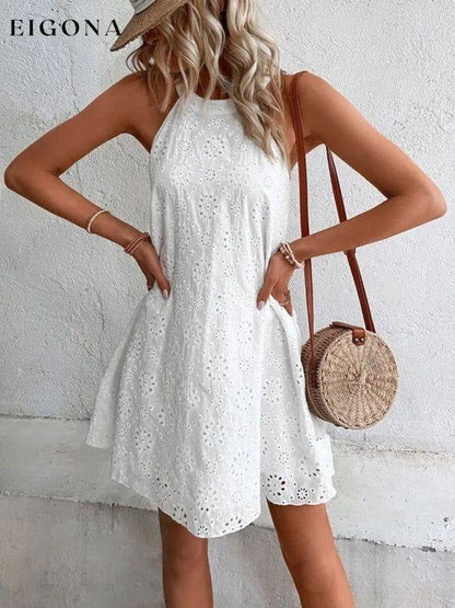 Women's Solid Color Cotton Embroidered Fabric Sleeveless Dress clothes dress dresses mini dress short dresses