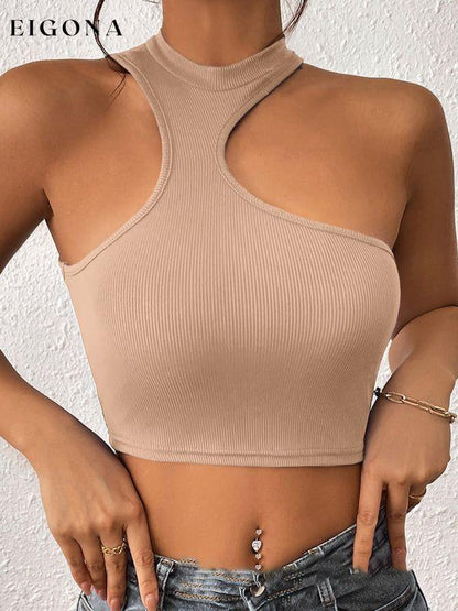 Women's Knitted Round Neck Cropped Asymmetrical Crop Tank Top clothes crop top croptop shirt shirts top tops