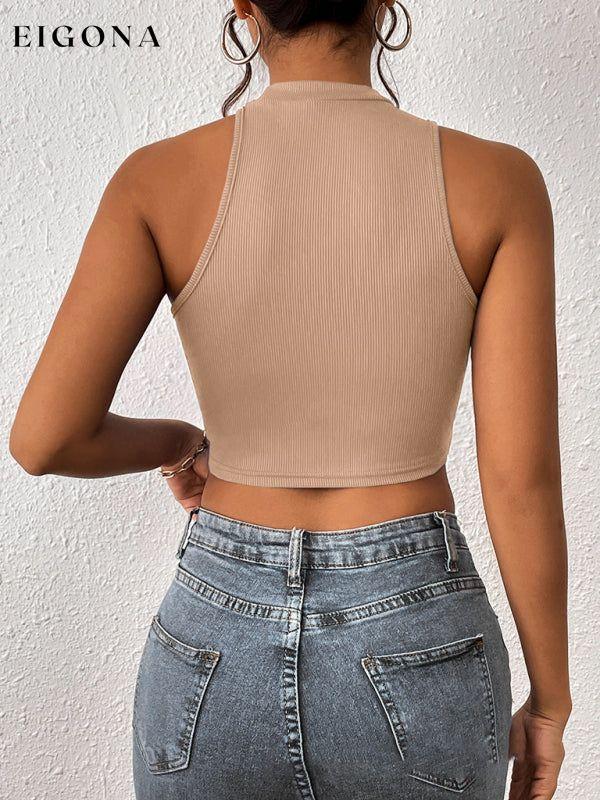 Women's Knitted Round Neck Cropped Asymmetrical Crop Tank Top clothes crop top croptop shirt shirts top tops