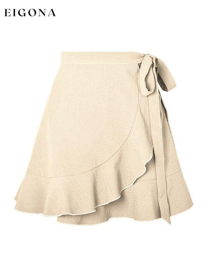 One Piece Tie Skirt High Waist Solid Ruffle Skirt bottom clothes mini skirt ruffle skirt skirt