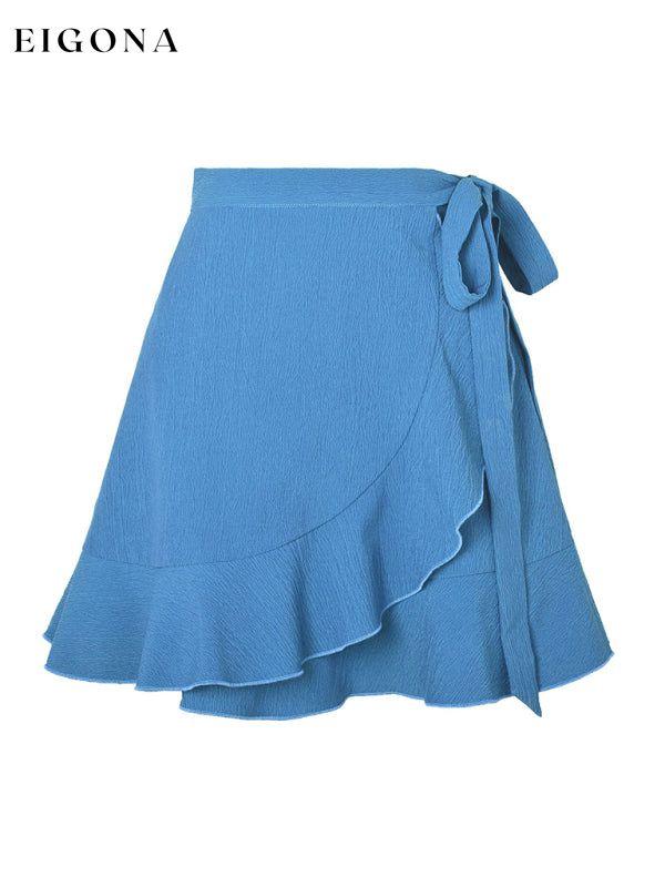 One Piece Tie Skirt High Waist Solid Ruffle Skirt bottom clothes mini skirt ruffle skirt skirt