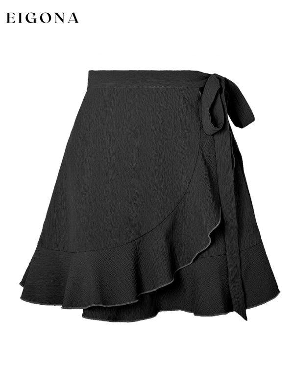 One Piece Tie Skirt High Waist Solid Ruffle Skirt bottom clothes mini skirt ruffle skirt skirt