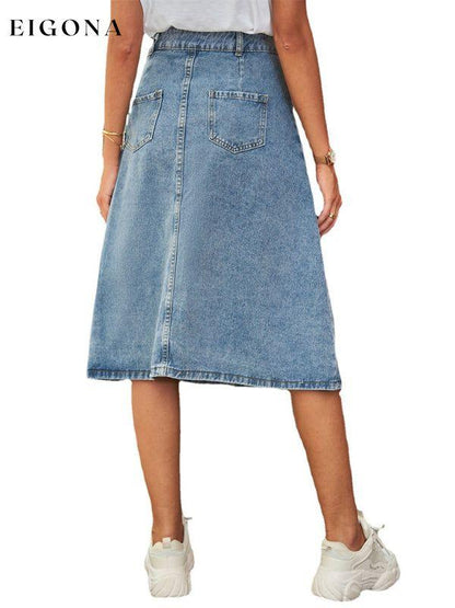 All-match slimming washed denim one-breasted skirt skirt Clothes