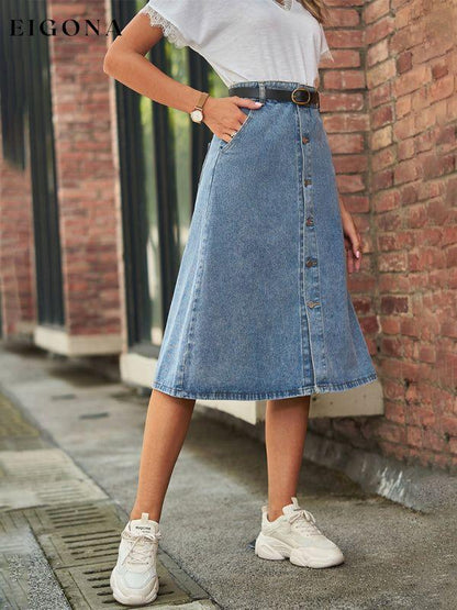 All-match slimming washed denim one-breasted skirt skirt Clothes