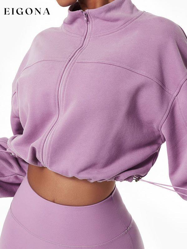 Women's Outdoor Drawstring Zipper Loose Long Sleeve Sweatshirt Clothes