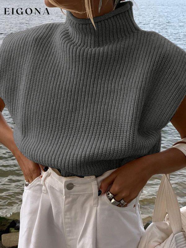 New solid color sexy turtleneck short-sleeved sweater top Grey clothes shirt shirts short sleeve top tops