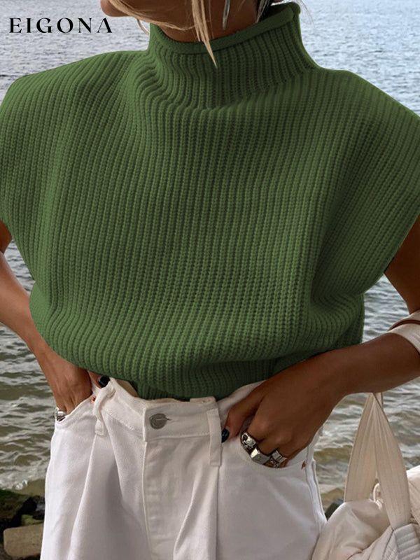 New solid color sexy turtleneck short-sleeved sweater top Green clothes shirt shirts short sleeve top tops