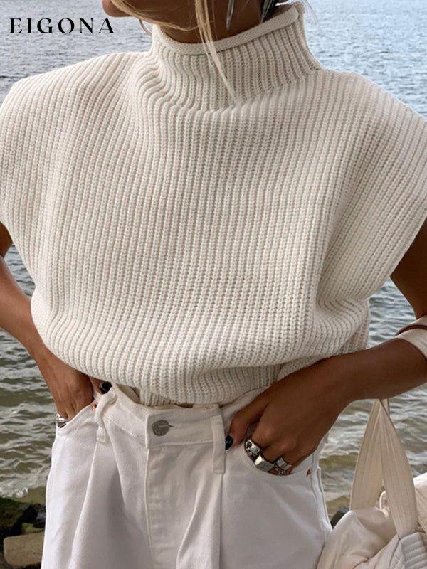 New solid color sexy turtleneck short-sleeved sweater top White clothes shirt shirts short sleeve top tops