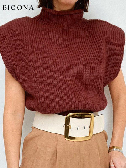 New solid color sexy turtleneck short-sleeved sweater top Wine Red clothes shirt shirts short sleeve top tops