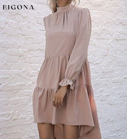 New women's solid color long sleeve irregular half turtleneck dress burgundy dresses casual dresses clothes dresses long sleeve dresses long sleve dresses nude dress short dresses