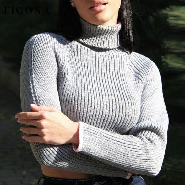 Women's turtleneck short sweater with irregular hem, crop top long sleeve turtle neck top Clothes crop top long sleeve shirts long sleeve top shirts Sweater sweaters