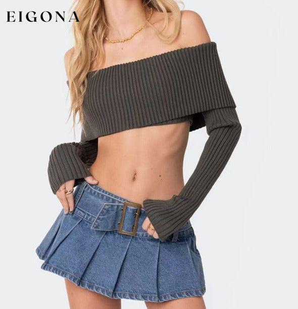 Crop Sweater, Comfortable and sexy Crop top Sweater Top, woolen chest-wrapped long-sleeved sweater Clothes crop top croptop long sleeve top sweaters