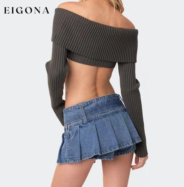 Crop Sweater, Comfortable and sexy Crop top Sweater Top, woolen chest-wrapped long-sleeved sweater Clothes crop top croptop long sleeve top sweaters