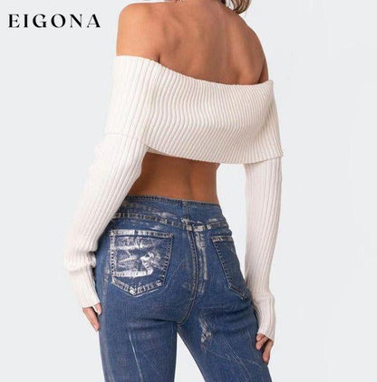 Crop Sweater, Comfortable and sexy Crop top Sweater Top, woolen chest-wrapped long-sleeved sweater Clothes crop top croptop long sleeve top sweaters