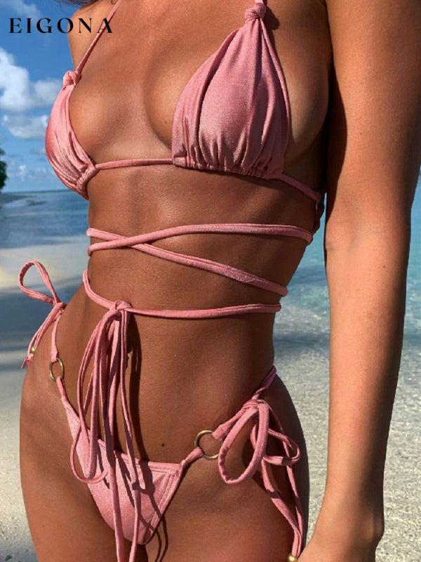 Women's two-piece sexy strappy bikini swimsuit Purple Clothes swim swimwear