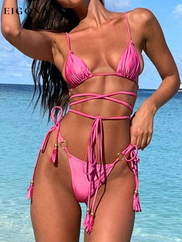 Women's two-piece sexy strappy bikini swimsuit Rose Clothes swim swimwear