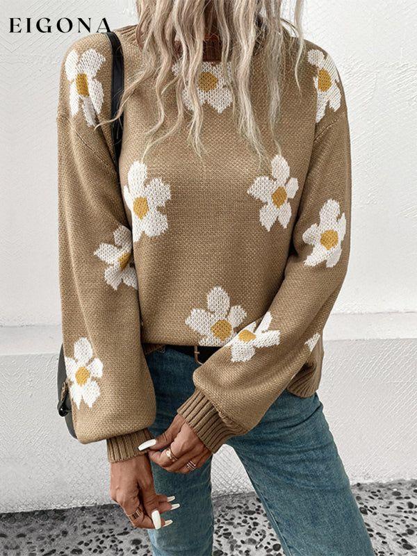 New Fashion Women's Long Sleeve Jacquard Sweater Khaki clothes Sweater sweaters