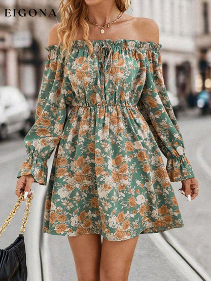 New Elegant Casual One Shoulder Floral Retro Party Dress clothes dresses long sleeve dresses