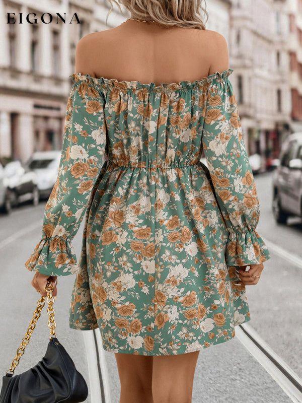 New Elegant Casual One Shoulder Floral Retro Party Dress clothes dresses long sleeve dresses