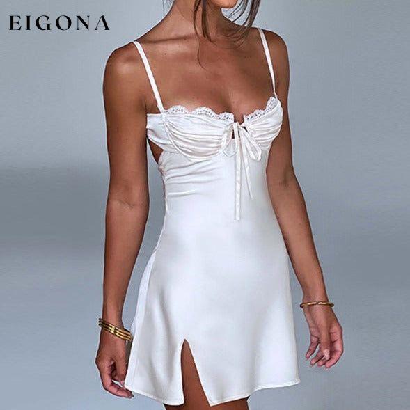 New sexy V-neck lace-up hip-covering hot girl dress with slits clothes dress dresses short dresses