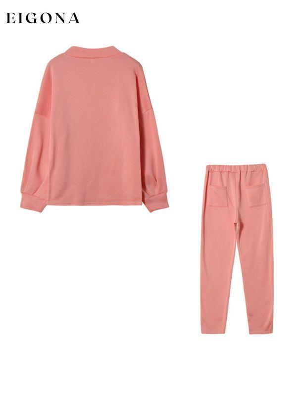 New high collar casual solid color sweatshirt and trousers two-piece set clothes lounge lounge wear lounge wear sets loungewear loungewear sets