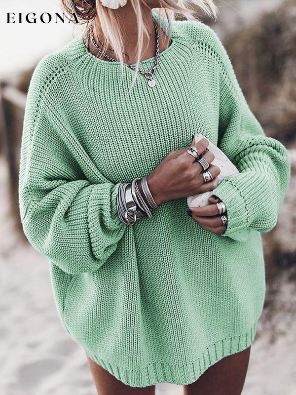 women's loose large size raglan sleeve sweater Green clothes Sweater sweaters