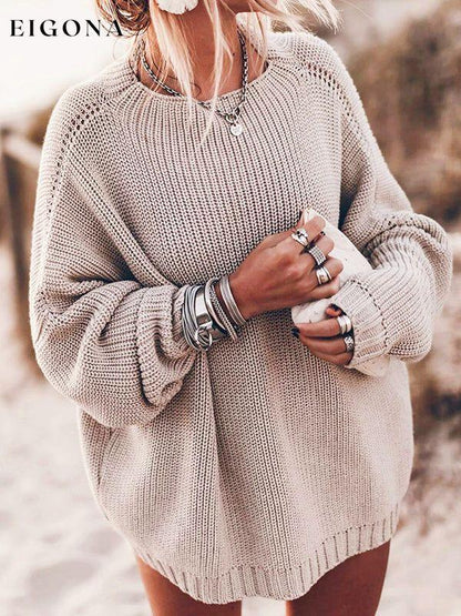 women's loose large size raglan sleeve sweater Khaki clothes Sweater sweaters