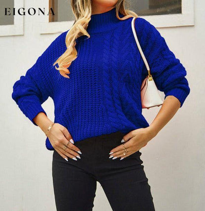 Women's turtleneck loose diamond knit sweater, long sleeve clothes Sweater sweaters Sweatshirt